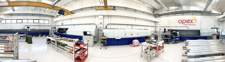 Apex Italy spacious Laser Department in the newly-expanded facility near Milan.